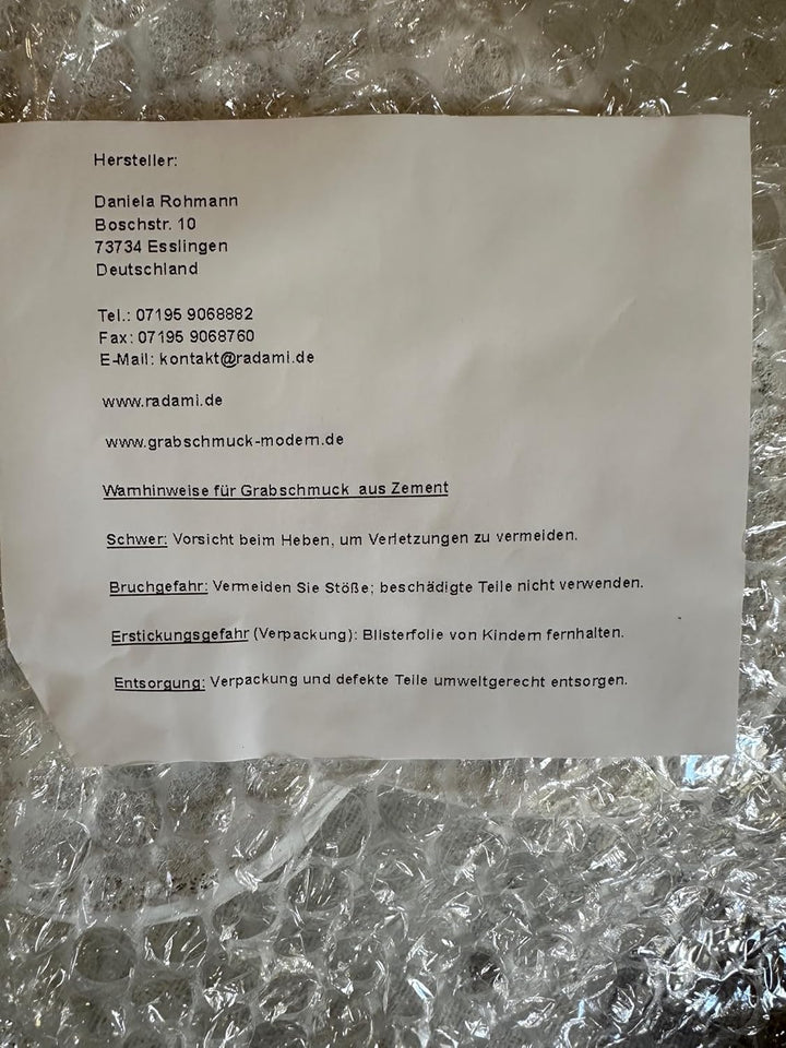 Radami Herz Grabherz Grabschmuck Dekoherz Steinguss 13cm Patina weiss