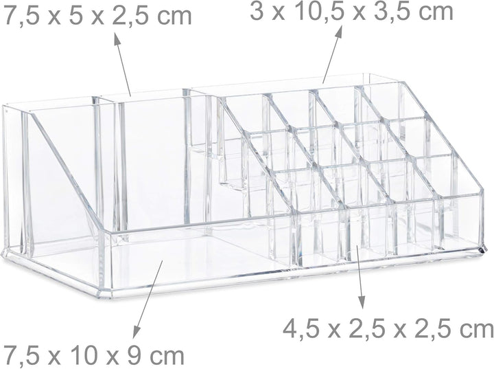 Relaxdays Make Up Organizer mit 21 Fächern, Kosmetik Tower für Lippenstift, Nagellack, Acryl Make Up