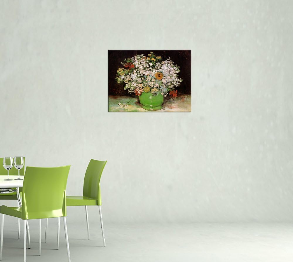 Bilderdepot24 Bild auf Leinwand | Vincent van Gogh Vase mit Zinnias und anderen Blumen in 80x60 cm a