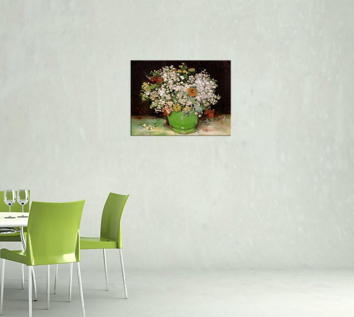 Bilderdepot24 Bild auf Leinwand | Vincent van Gogh Vase mit Zinnias und anderen Blumen in 80x60 cm a