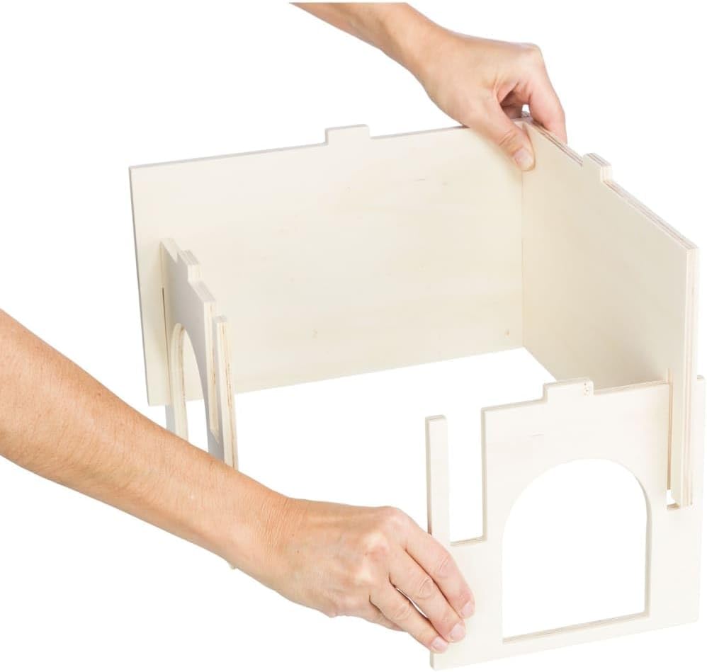 TRIXIE 'Kleintier Eckhaus ohne Klammern und Nägel für Meerschweinchen und Zwergkaninchen Haus Thore,