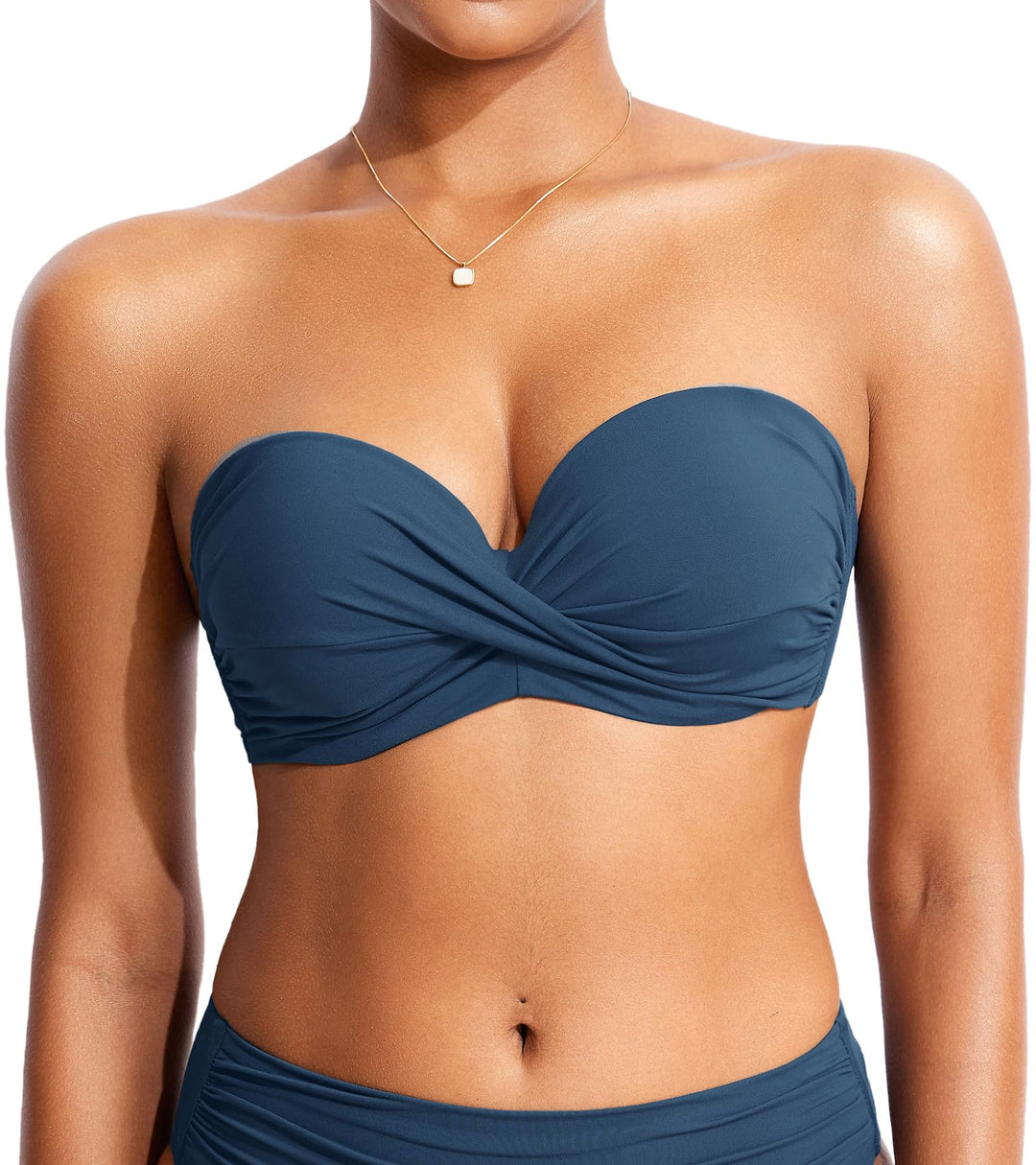 DOBREVA Damen Bikini Oberteil Halfter String Trägerloser Gepolsterte mit Bügel Bademode - BH Grössen