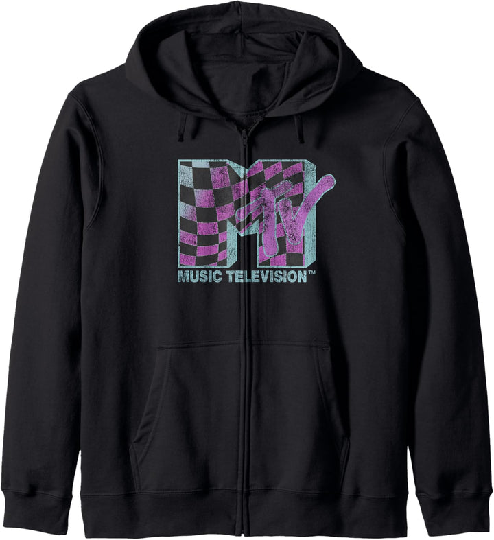 MTV Music Television Checker Wave Logo Kapuzenjacke
