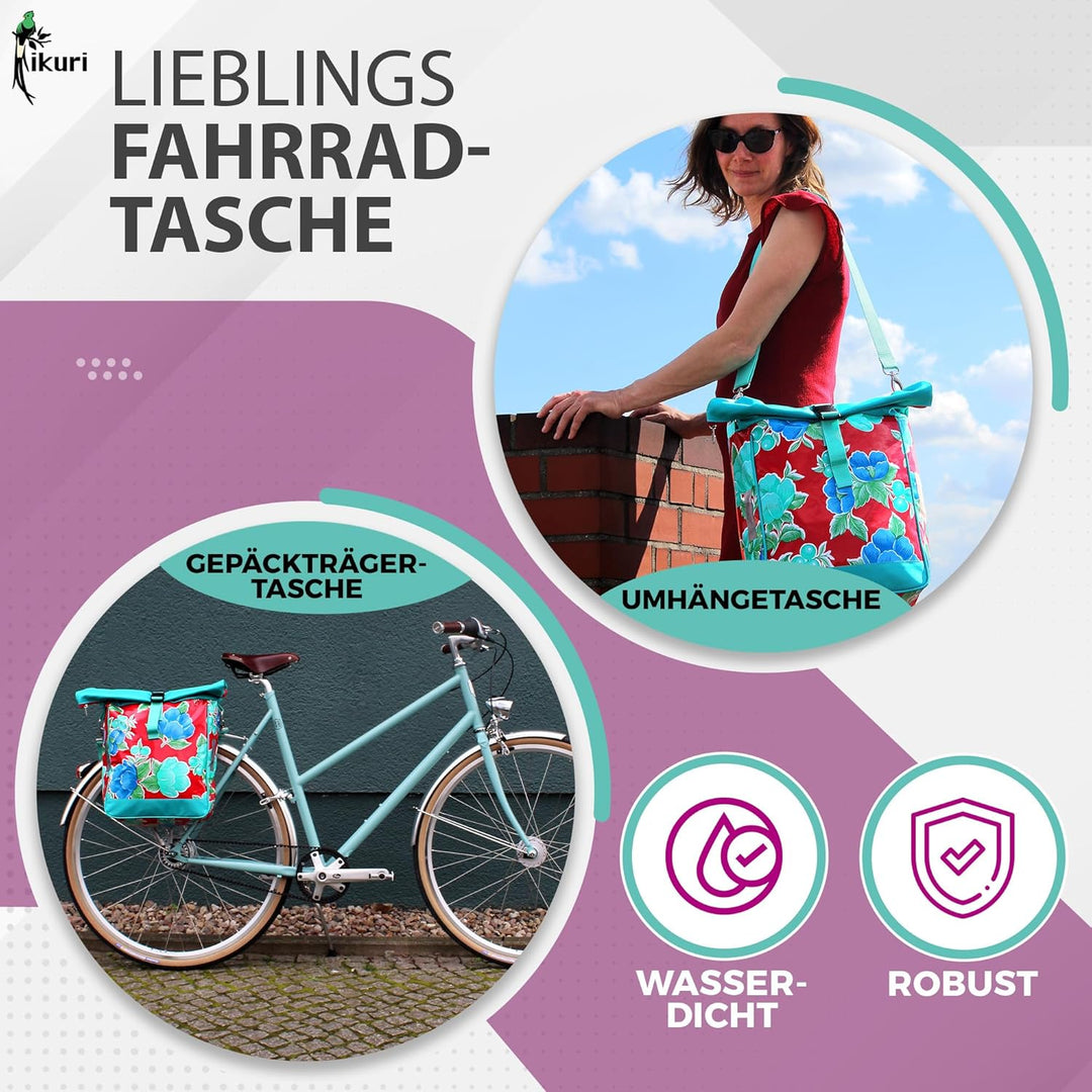 IKURI Fahrradtasche für Gepäckträger Satteltasche Einzeltasche Packtasche, abnehmbar, mit Tragegurt