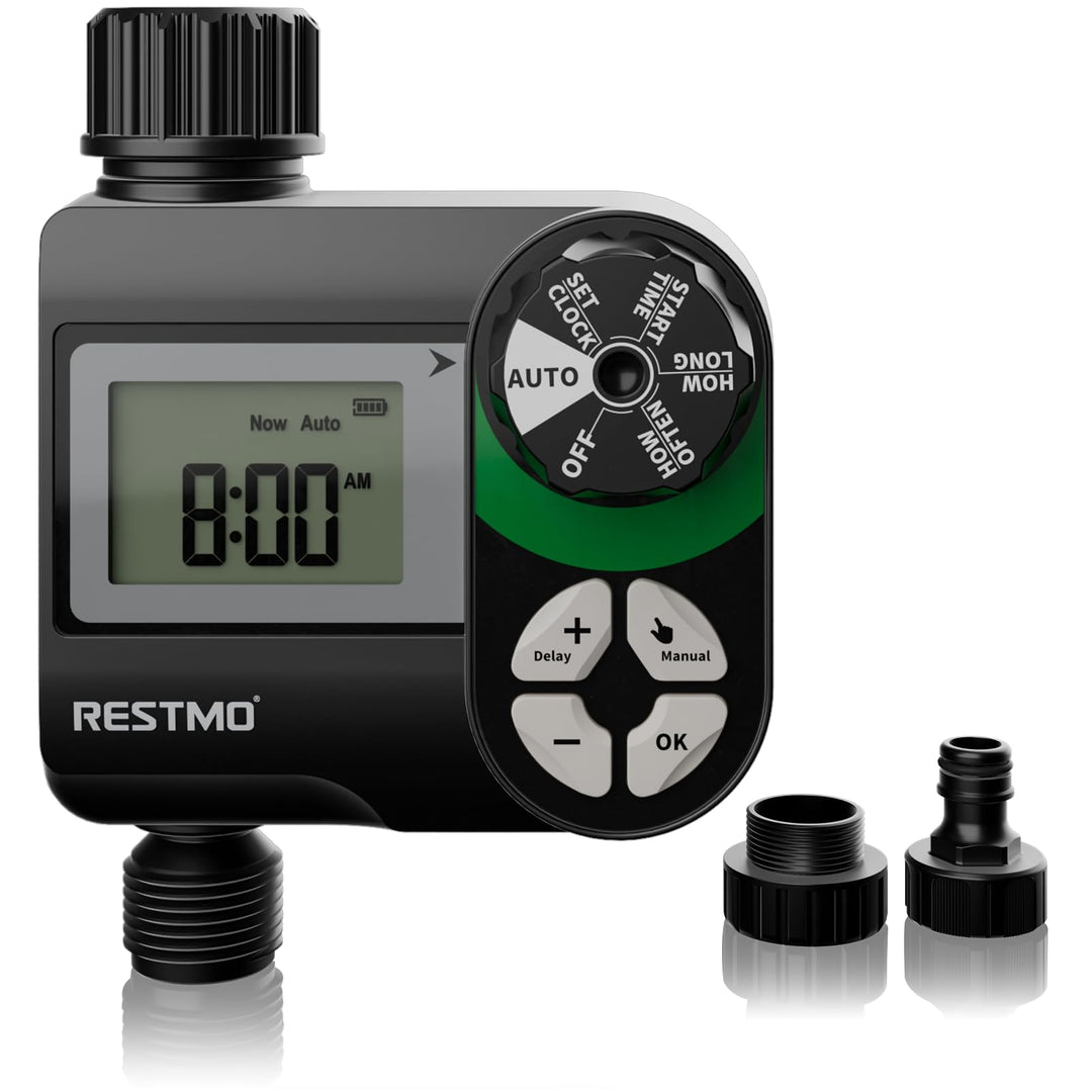 RESTMO Wasserzeitschaltuhr, programmierbare Bewässerungscomputer, funktioniert für Gartenschlauch, 3