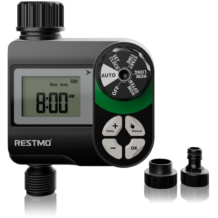 RESTMO Wasserzeitschaltuhr, programmierbare Bewässerungscomputer, funktioniert für Gartenschlauch, 3
