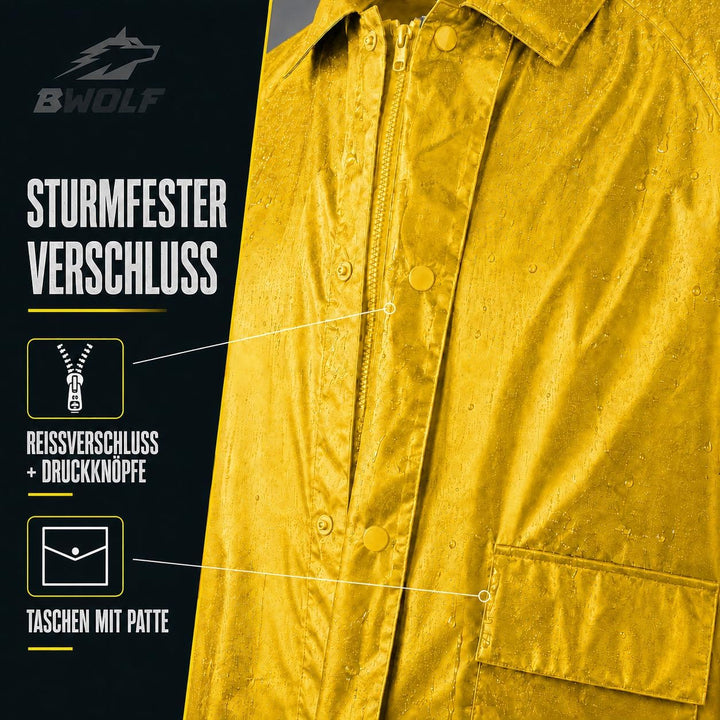 BWOLF POSEIDON Regenmantel Herren Regenmantel Wasserdichte Lange Regenjacke Outdoor Wiederverwendbar
