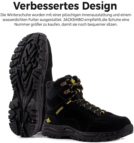 JACKSHIBO Winterschuhe Herren Winterstiefel damen mit Warm Gefüttert Wasserdicht Schneeschuhe Rutsch