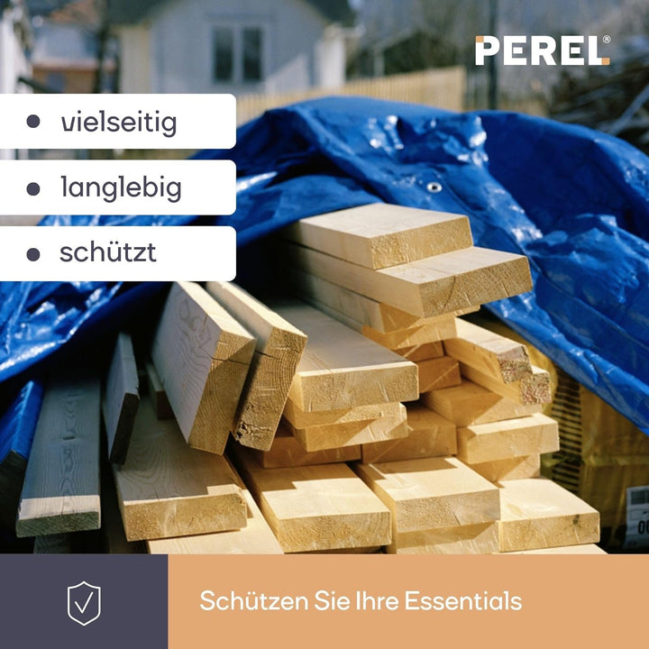 Perel 110-1012 Abdeckplane Stark, Blau/Khaki, 10 x 12 m