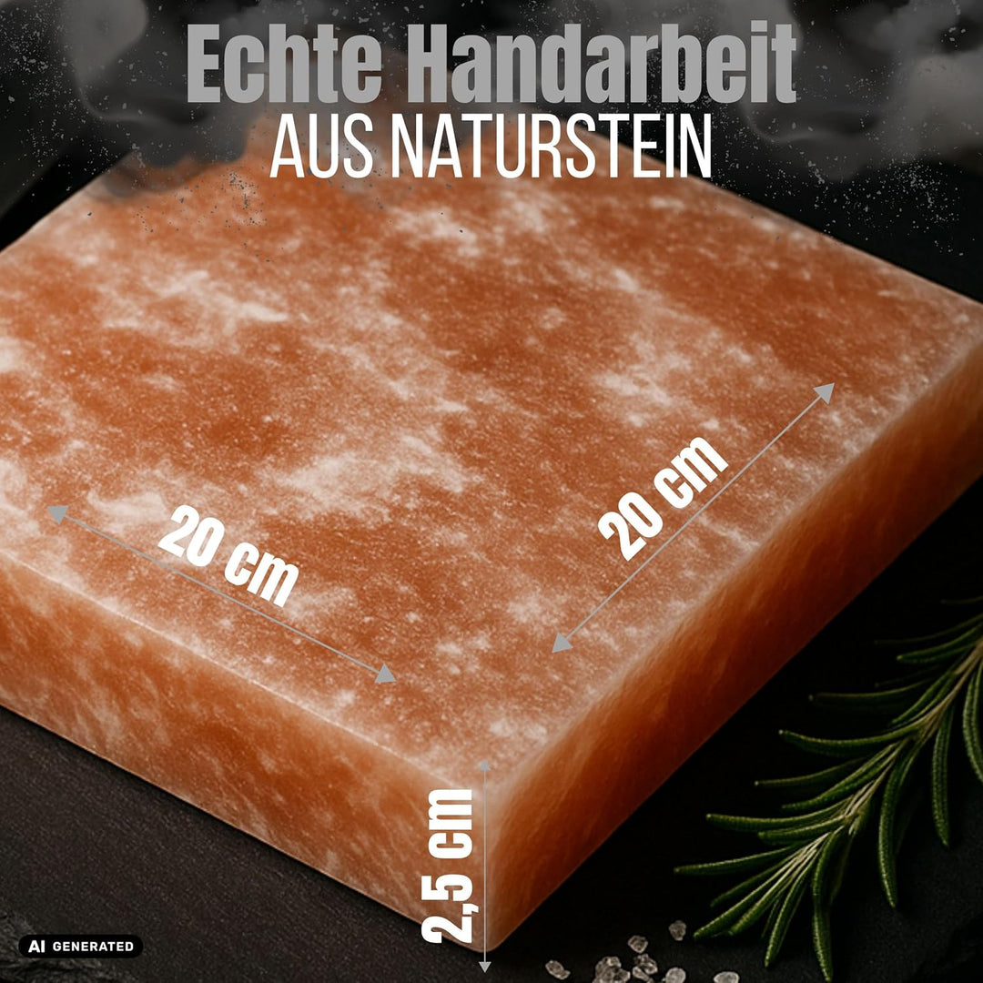 Grill Salzstein XL aus reinem Himalaya Salz - Steinsalzplatte als Grillaccessoire zum Grillen - inte