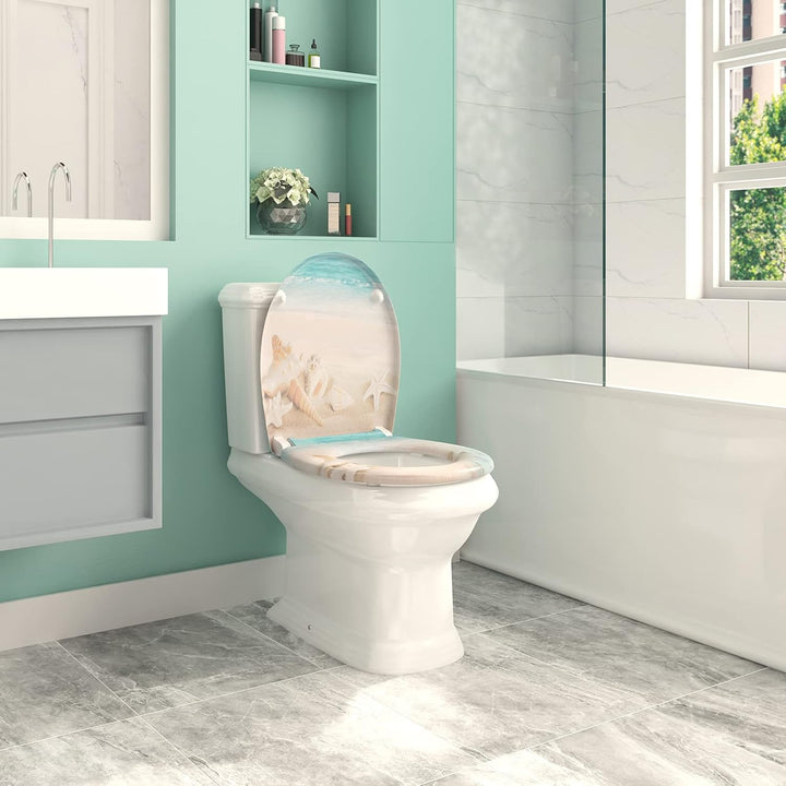 WOLTU Toilettendeckel mit Absenkautomatik Klodeckel WC Sitz Softclose Klobrille mit Quick Release Fu
