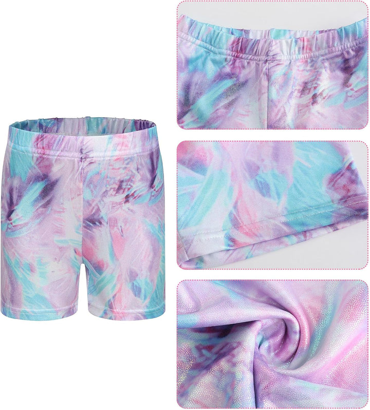 SEAUR Mädchen Turnanzug Turnshorts Haarband Set Kinder Turnen Trikot Shorts Gymnastik Ärmellos/Langa