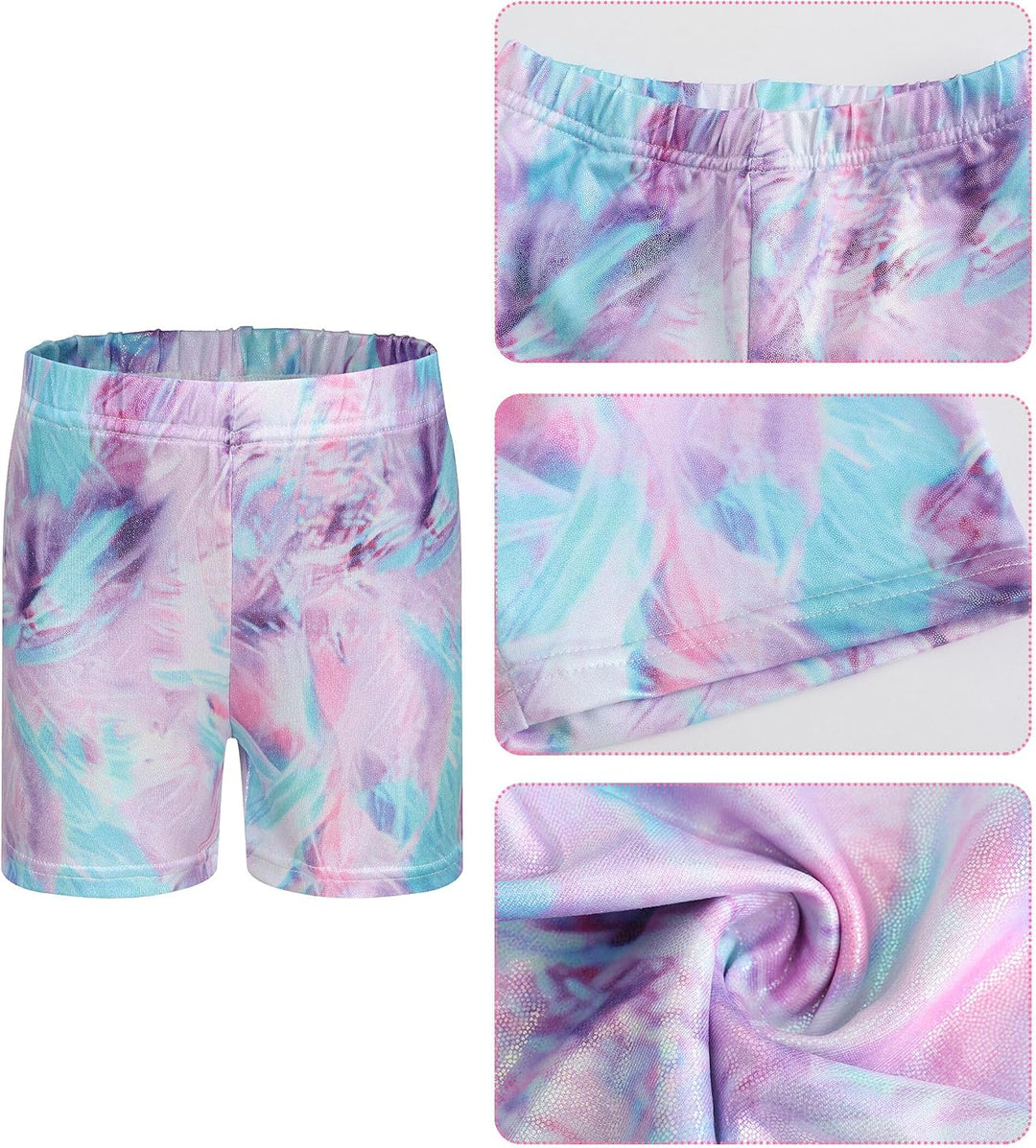 SEAUR Mädchen Turnanzug Turnshorts Haarband Set Kinder Turnen Trikot Shorts Gymnastik Ärmellos/Langa