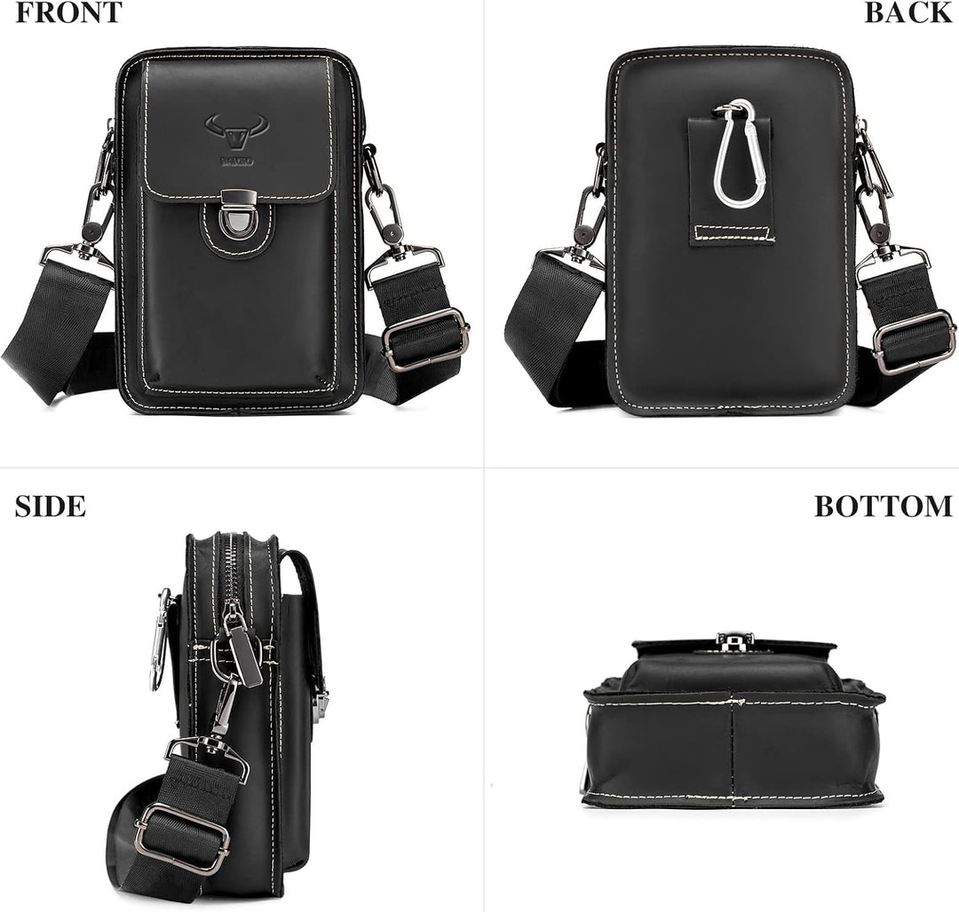 BAIGIO Handytasche Leder Vintage Gürteltasche Herren Hüfttasche Klein Schultertasche Umhängetasche R