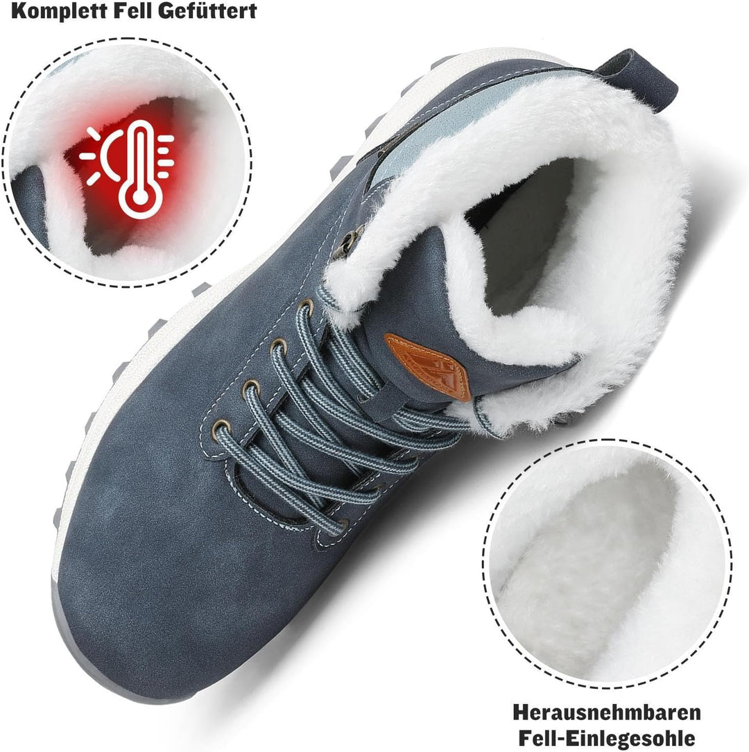 Mishansha Warme Gefüttert Winterschuhe Herren Damen Wasserabweisend Winterstiefel Wanderschuhe Gr.36
