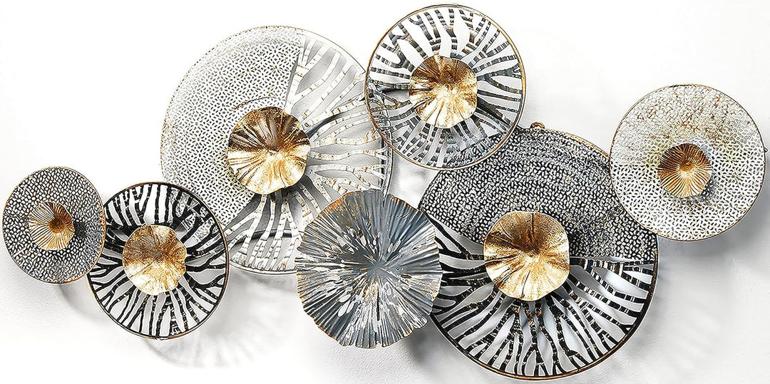 Kobolo Wandbild Wanddeko Metallbild 3D-Bild - ROOTS - anthrazit silber gold - ca 105x50 cm