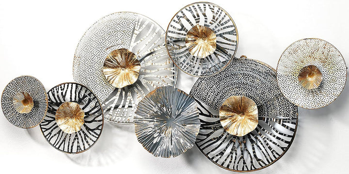 Kobolo Wandbild Wanddeko Metallbild 3D-Bild - ROOTS - anthrazit silber gold - ca 105x50 cm