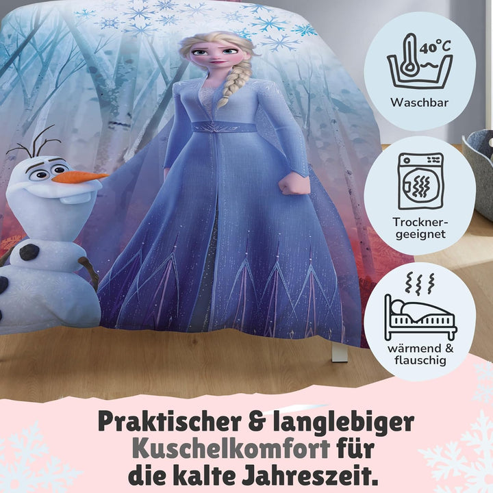 Familando Warme Frozen Die Eiskönigin Bettwäsche für Mädchen · Fleece Mädchenbettwäsche 135x200 80x8