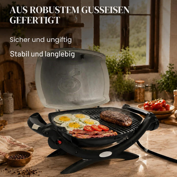 6558 Gusseisen Grillplatte für Weber Q100 Q120 Q1000 Q1200 Series, 32 x 22cm Gusseisen Griddle Ersat
