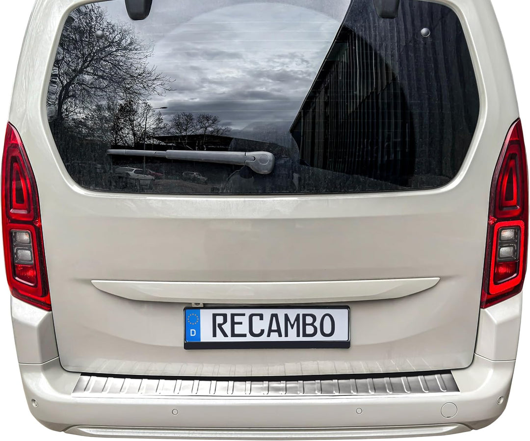 RECAMBO Ladekantenschutz Edelstahl Hochglanz poliert, Chrom Look - kompatibel für Citroen Berlingo 3