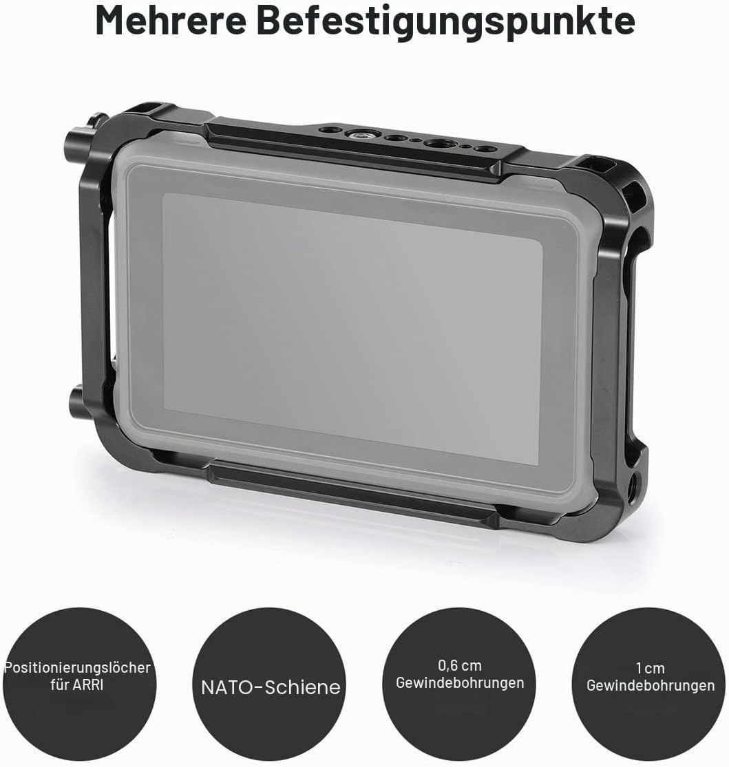 SMALLRIG Monitor Cage für Atomos Ninja V, Käfig mit Befestigungspunkten und SSD-Laufwerksperren - 22