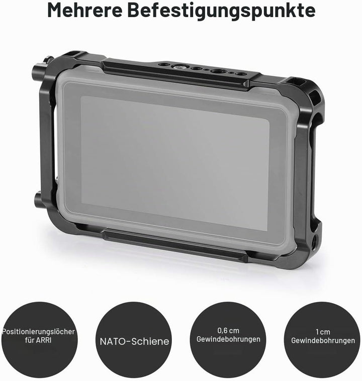 SMALLRIG Monitor Cage für Atomos Ninja V, Käfig mit Befestigungspunkten und SSD-Laufwerksperren - 22