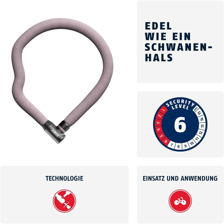 ABUS Kettenschloss Goose Lock 4204K - biegsames, klapperfreies Fahrradschloss aus gehärtetem Stahl -