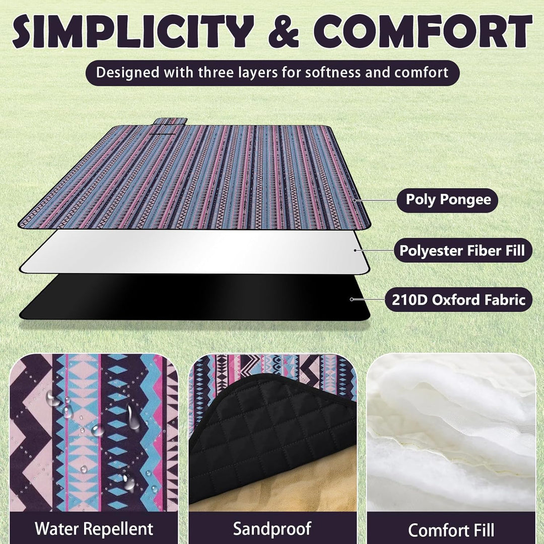 Picknickdecke wasserdicht, Extra grosse Picknickmatte 200x200 cm, sandabweisend waschbar Camping Str