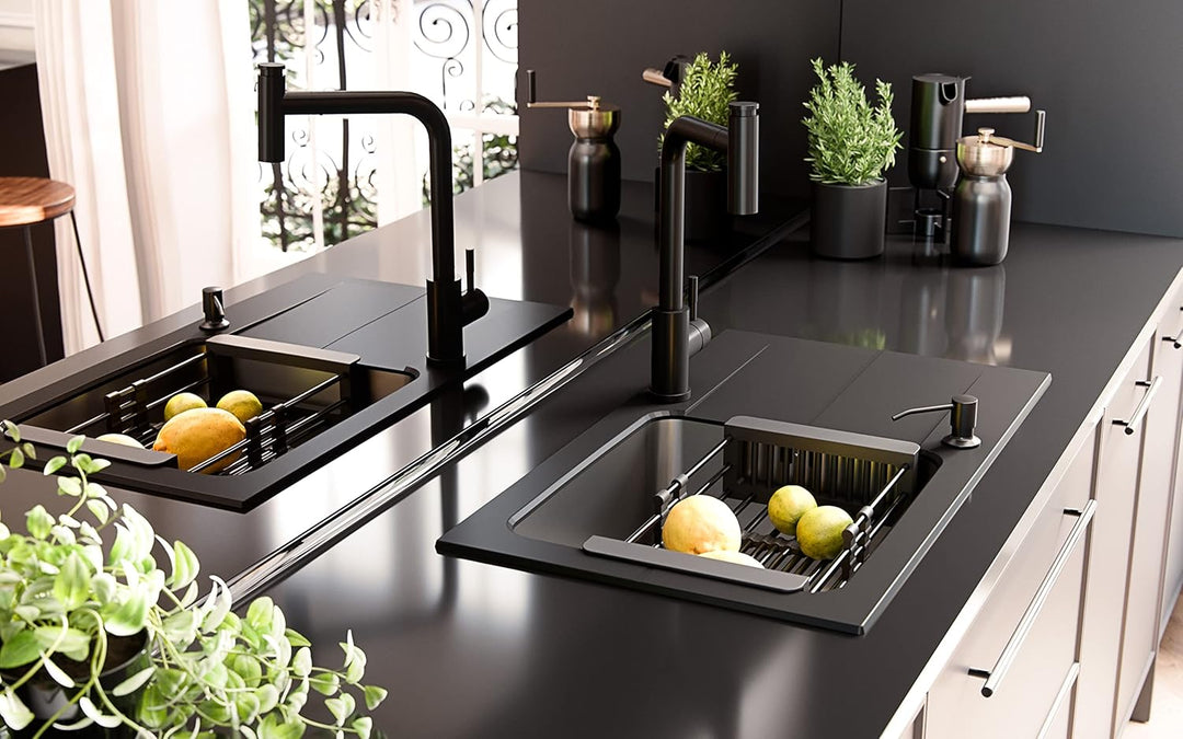 QUADRON | EDWARD Granitspüle mit einem Becken | Spülbeckenstöpsel und Abfluss im Lieferumfang enthal