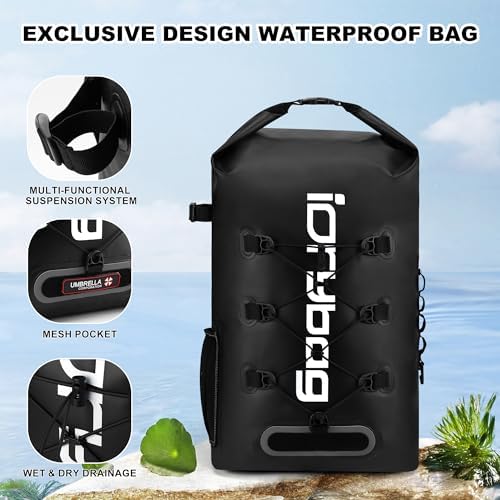 IDRYBAG Wasserdichter Rucksack für Damen und Herren, wasserdichte Taschen für Kajakfahren, Rucksack,