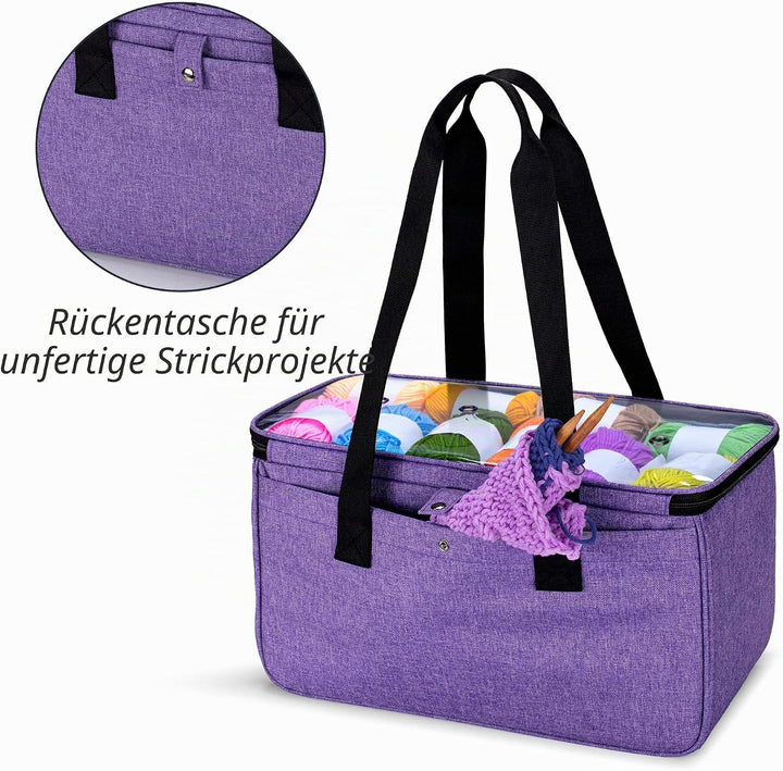 Yarwo Tasche für Garnaufbewahrung, Stricktasche zur Aufbewahrung von Wolle, Handarbeitstasche mit Gr