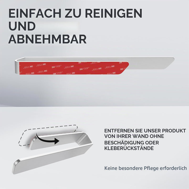 ovimar Handtuchhalter Stevns Silber aus gebürstetem Aluminium | zum Kleben | 40cm | modernes Schlich