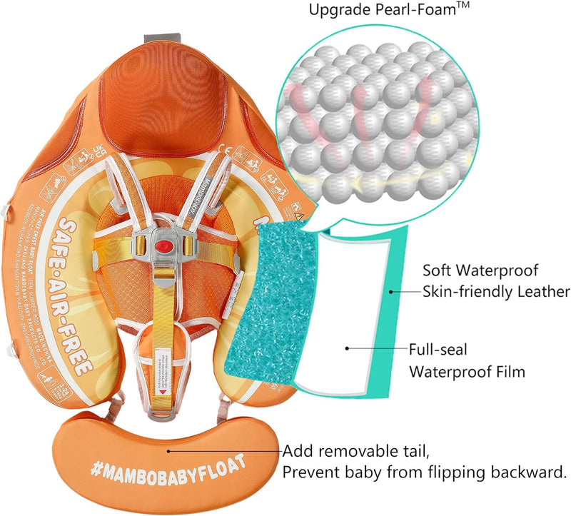 HECCEI Schwimmreifen Baby, Neueste Mambobaby Schwimmring mit Sonnendach Schwanz Weich und Hautfreund