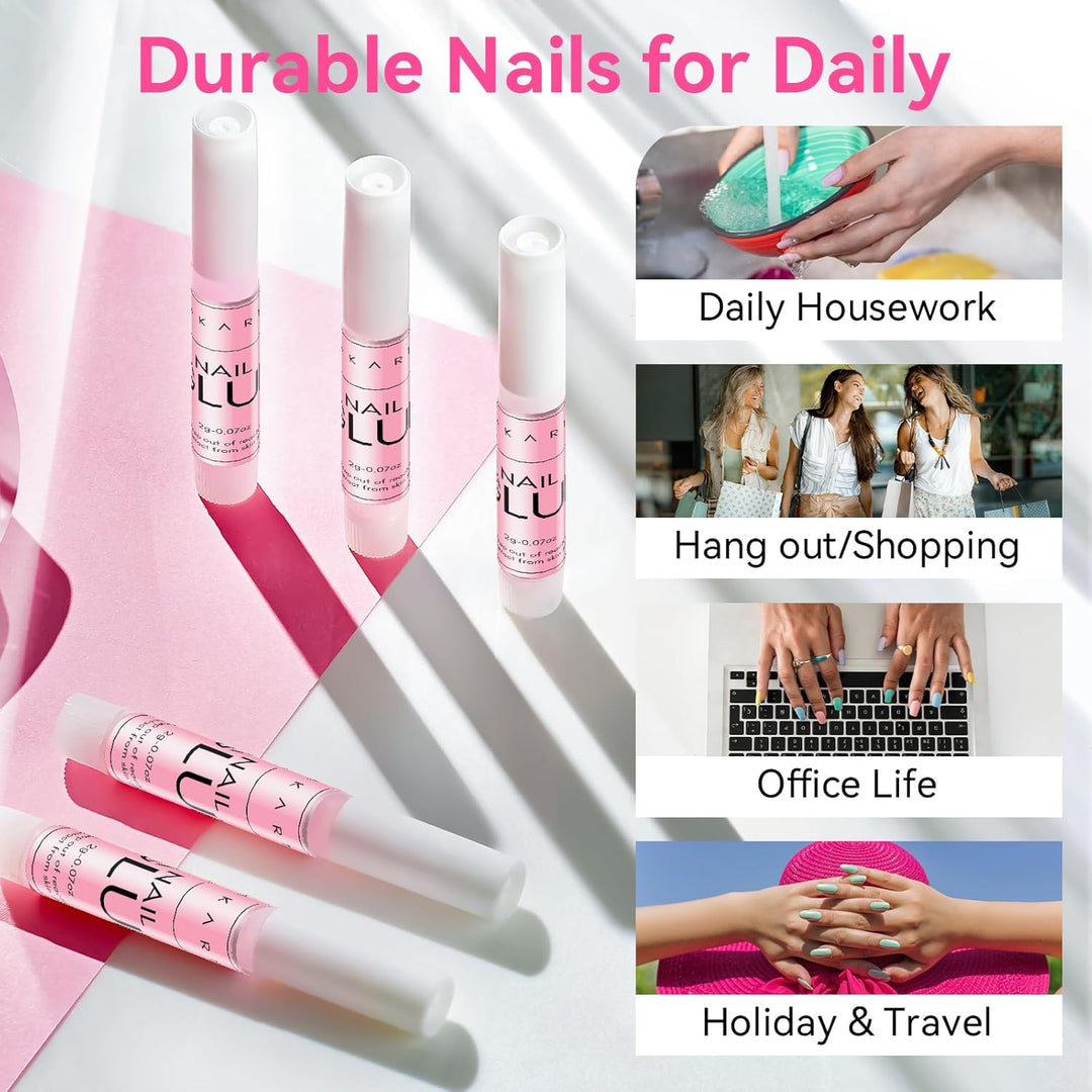 Makartt 40 Pcs Nagelkleber, Extra stark und schnelltrocknend Professionelle Salon-Qualität, Perfekt