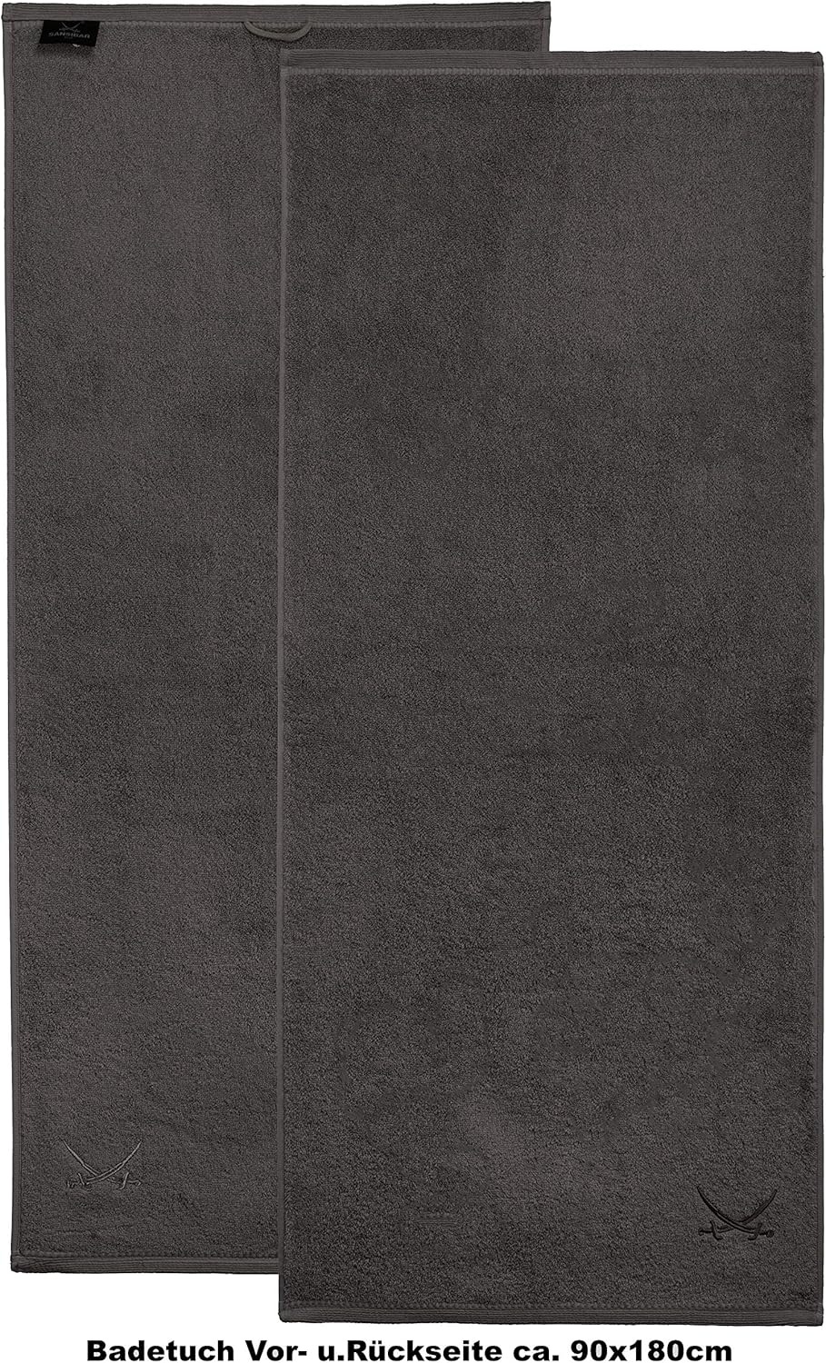 Sansibar Badetuch 2er Set 90x180 cm 100% Baumwolle mit gesticktem Säbel Logo Strandtuch Saunatuch An