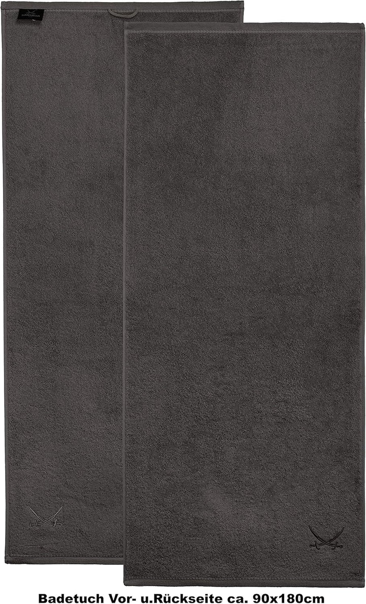 Sansibar Badetuch 2er Set 90x180 cm 100% Baumwolle mit gesticktem Säbel Logo Strandtuch Saunatuch An
