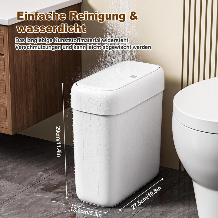 MOPUP Kleiner Badezimmer-Mülleimer mit Deckel, 8.5 l/2,2 Gallonen, schmaler Mülleimer, Papierkorb au