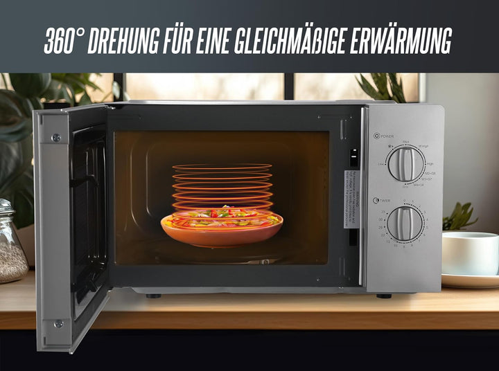 HEINRICHS Mikrowelle, kompakte Mikrowelle, 20L Volumen, 9 Leistungsstufen, inkl.35min.Timer, Defrost
