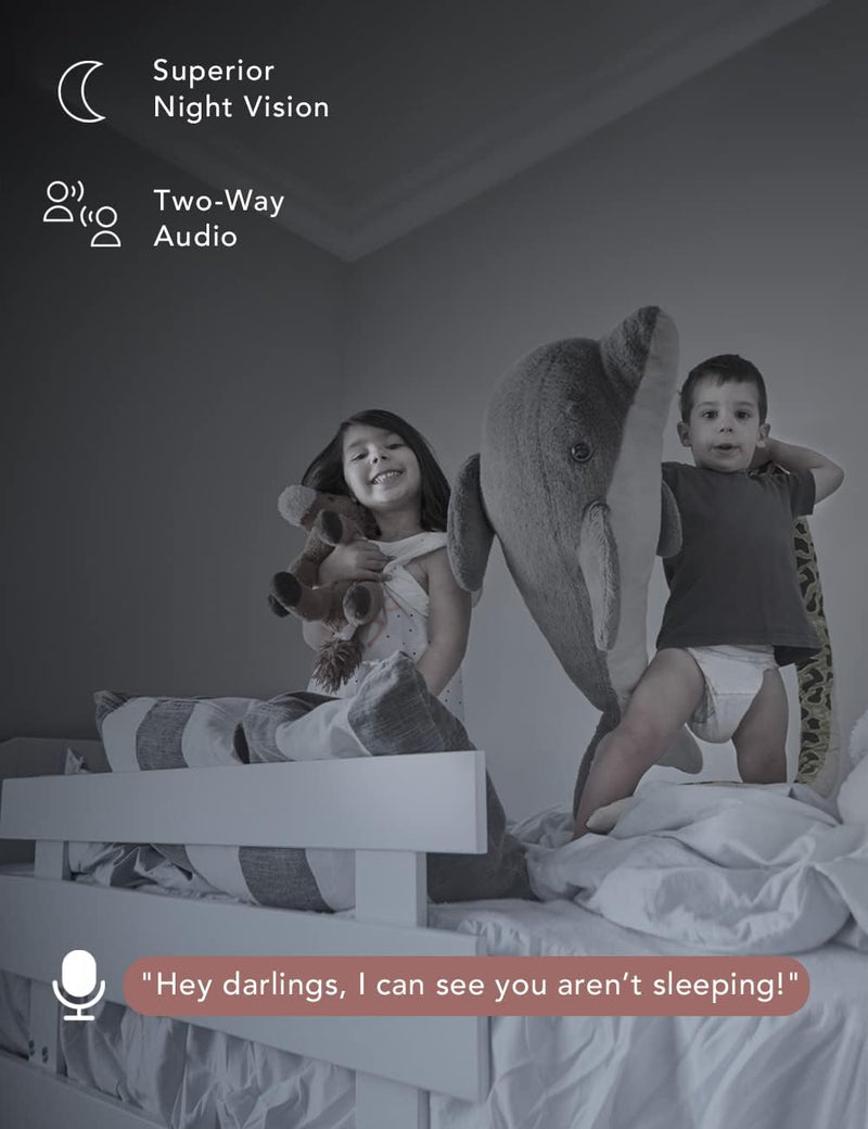 nooie Babyphone mit SD-Karte, Babyphone mit Kamera, 360°-Kamera, WLAN-Babykamera mit Telefon-App, AI
