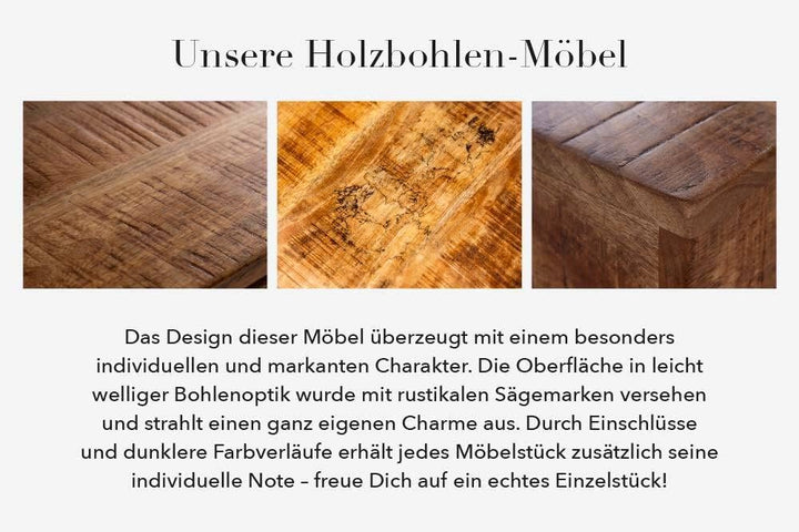Invicta Interior Massiver Design Hocker Factory 40cm Mangoholz auf Rollen Beistelltisch Holzhocker