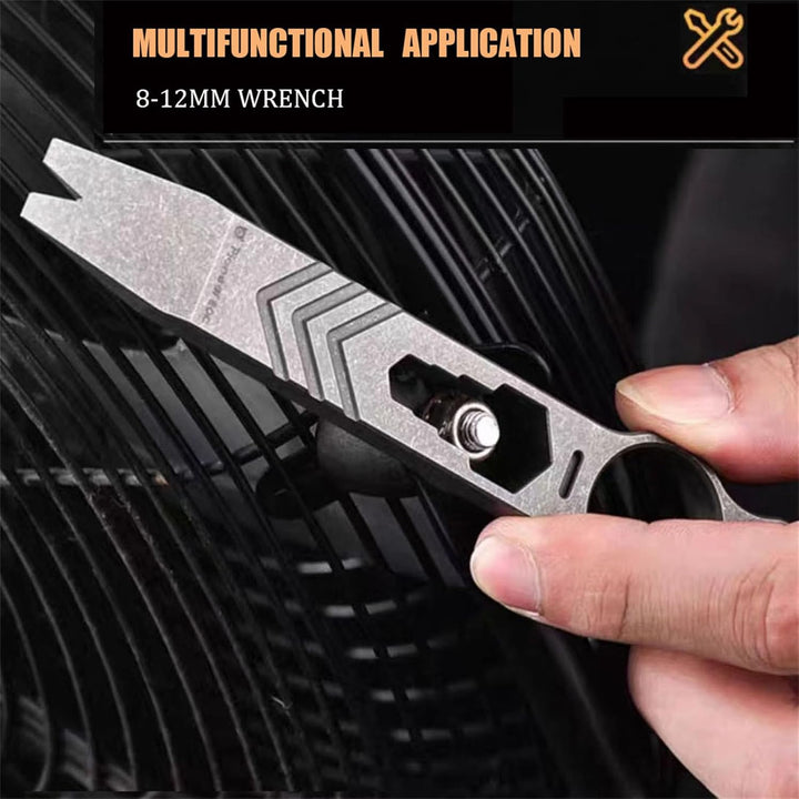 EDC-Multifunktions Brechstange aus Titan mit Flaschenöffner, Schraubenschlüssel, Nagelheber, Fallsch