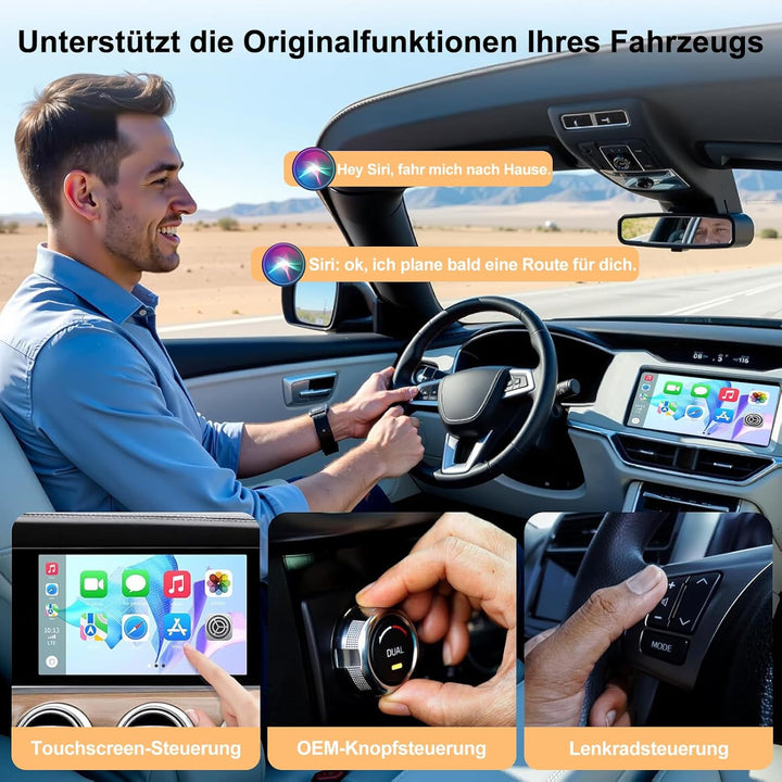 XHU Wireless CarPlay Adapter – Werkseitig Verkabeltes zu Wireless CarPlay, Plug and Play CarPlay Wir
