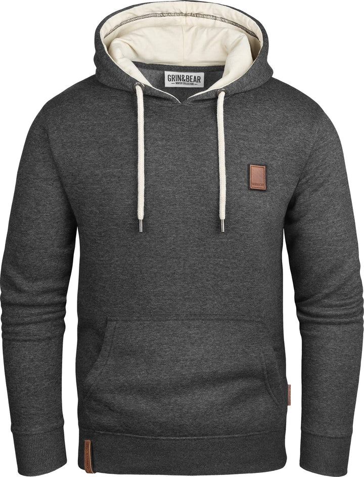 Grin&amp;Bear Herren Kapuzenpullover Kapuzenjacke Hoodie mit Kontrast Kapuze GEC475, Anthrazit