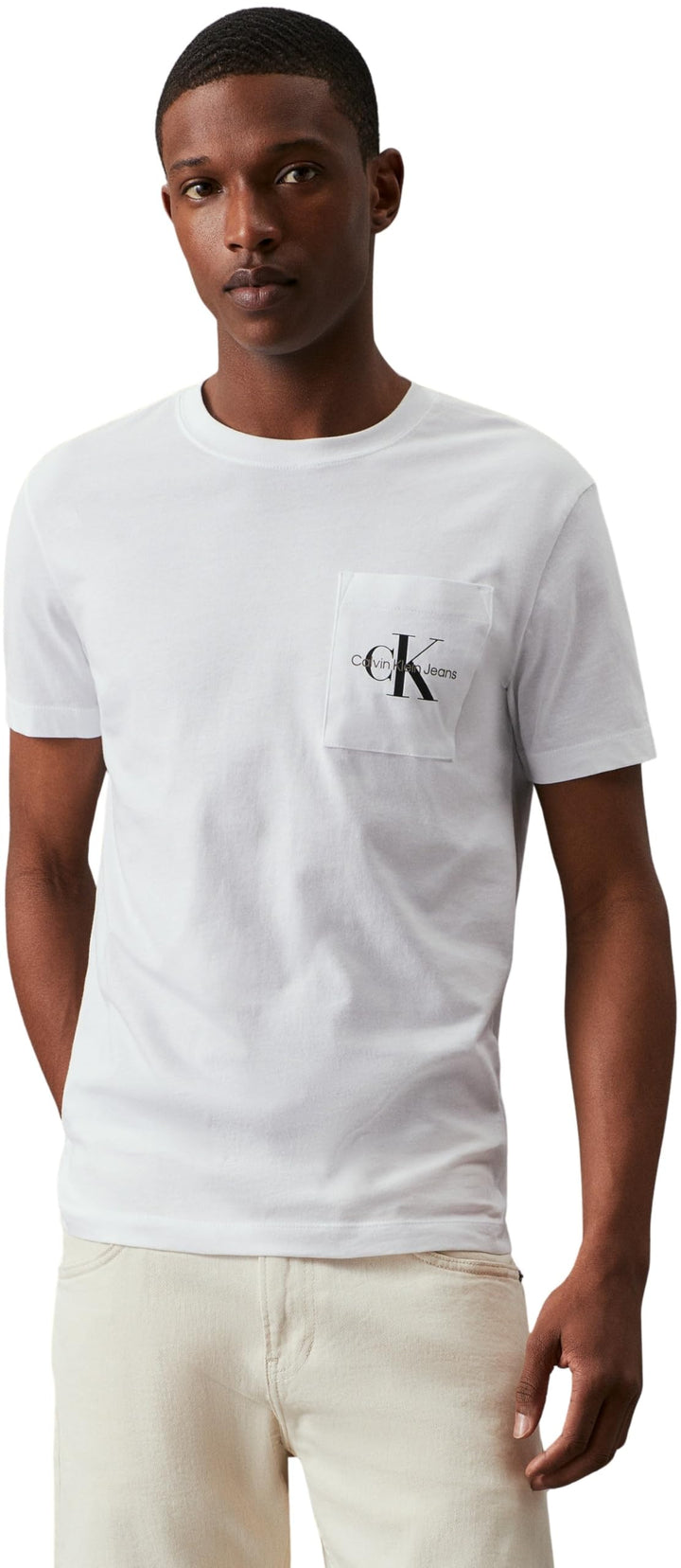 Calvin Klein Herren T-Shirt Kurzarm Core Monologo Rundhalsausschnitt L Weiss (Bright White), L Weiss