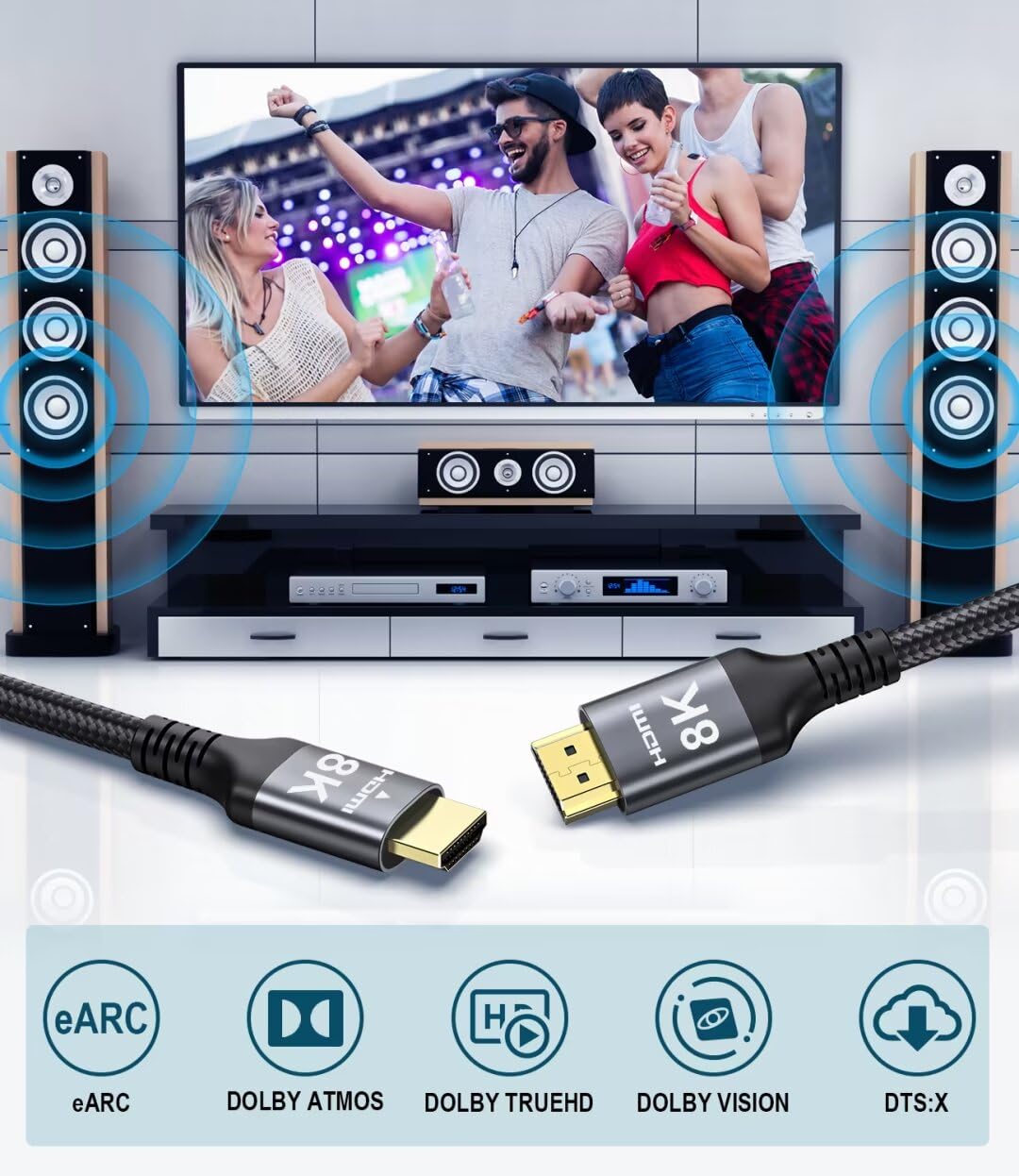 Adauxter 4K HDMI Kabel 10M, High Speed HDMI Kabel mit Ethernet Unterstützung 4K 60Hz 2K 165Hz 1080p