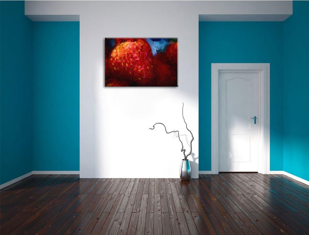 reife Erdbeeren Deluxe Format: 100x70 cm auf Leinwand, XXL riesige Bilder fertig gerahmt mit Keilrah