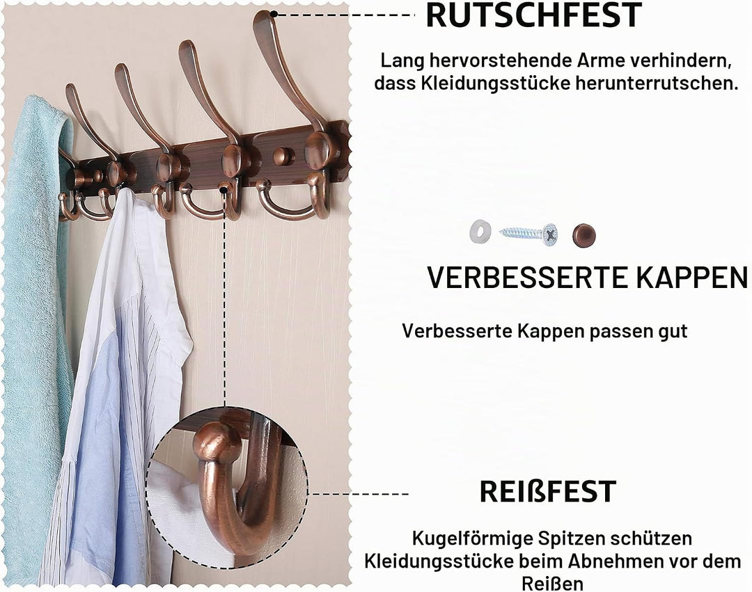 Dseap Garderobenleiste - Schwerlast Garderobenhaken Mit 5 Dreifachhaken, Edelstahl Wandgarderobe, Kl