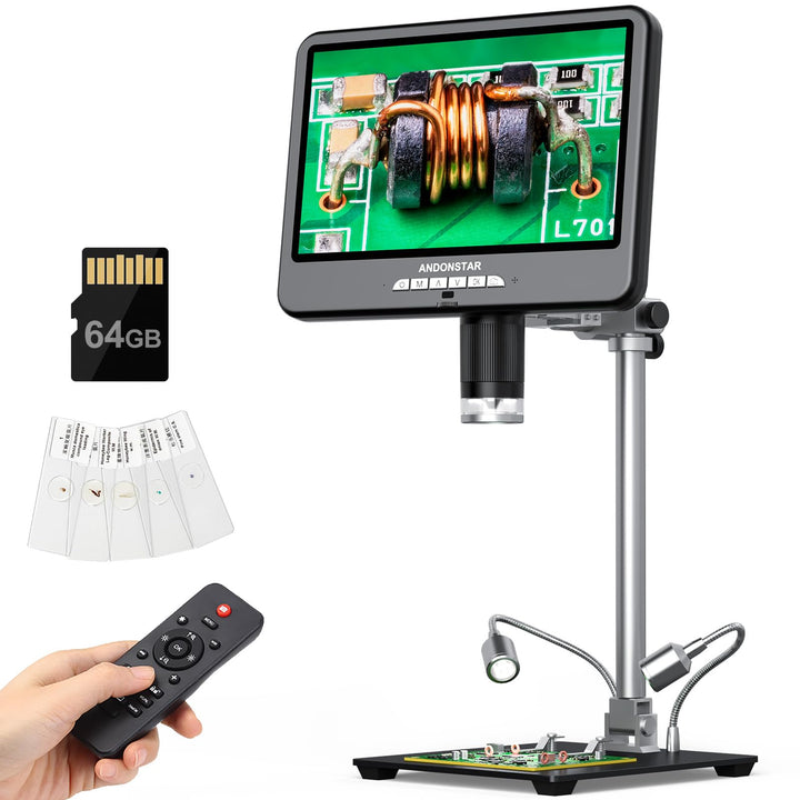 Andonstar 4K 60FPS 10,1 Zoll HDMI Digitalmikroskop zum Löten, 64MP 3840P UHD Video Audio Aufnahme, A