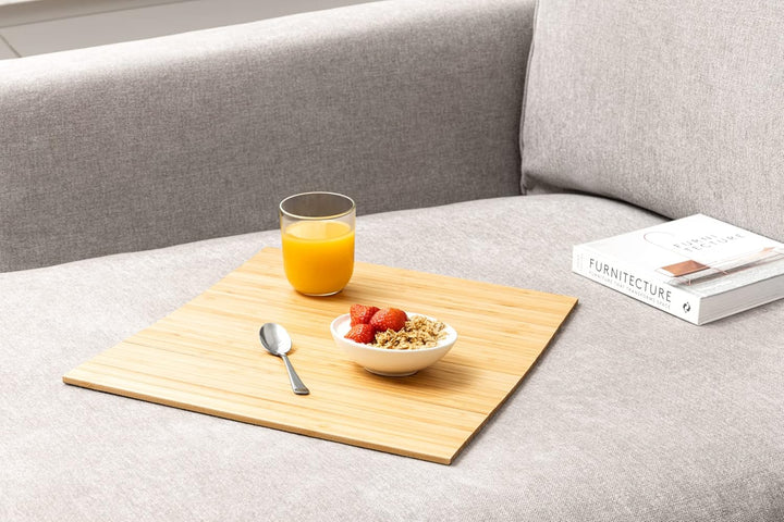 Bamboo Sofatablett für die Armlehne- Anti-Rutsch, Flexibler Sofatisch - Langlebiger Couchtisch mit e
