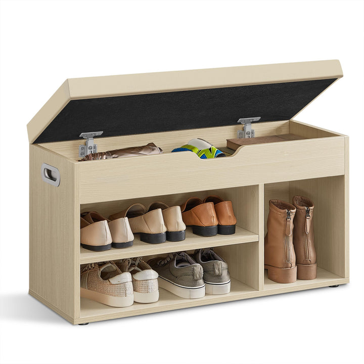 VASAGLE Schuhbank mit Sitzfläche, Sitzbank mit Stauraum, gepolstert, Fach unter Sitzkissen, Schuhreg